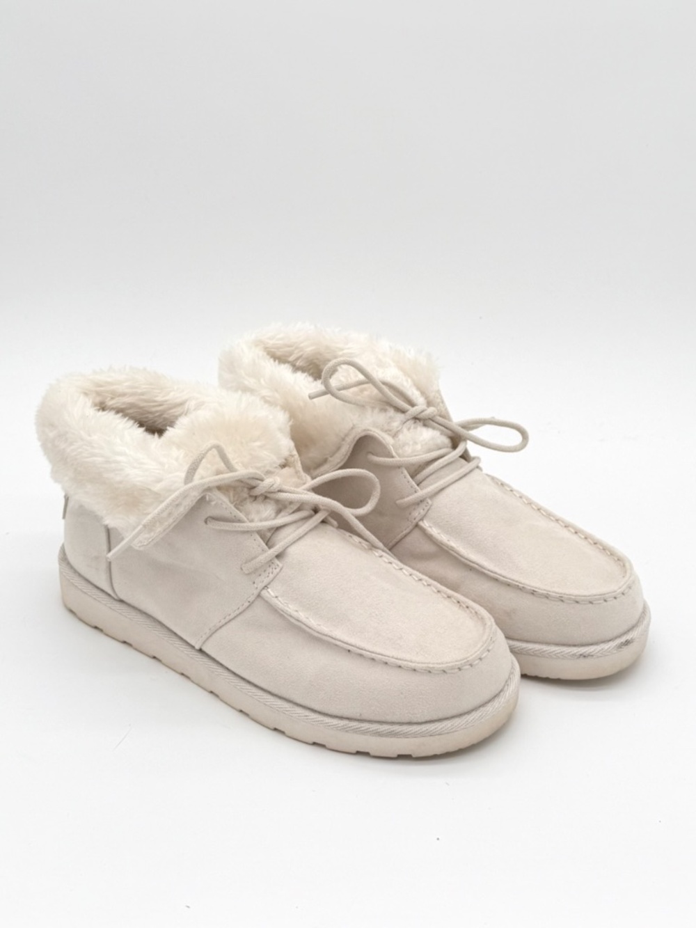 Makalu Women’s Della Winter Ankle Boots Size 8 M Cream White Faux Fur Lined